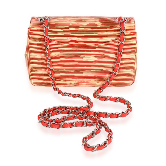 Chanel Red Striped Patent Mini Rectangular Classic Flap Bag - Picture 3 of 7